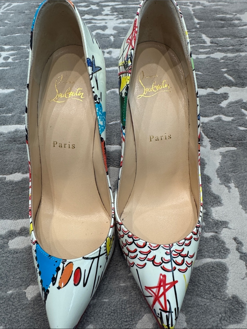 Christian Louboutin White Multicolor Graffiti Pigalle Pumps size 38 - Picture 4 of 8